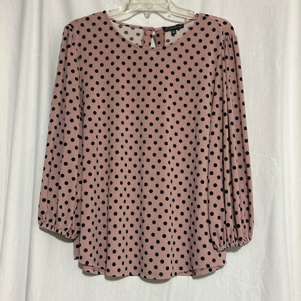Adrianna Papell xl polkadot 3 quarter sleeve women’s blouse